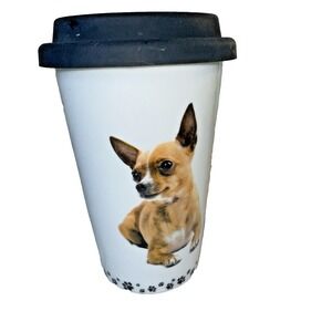 Dog Travel Mug I love My Chihuahau Ceramic Coffee Tumbler With Lid To Go Cup